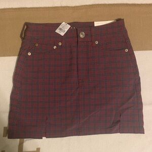 American Eagle Outfitters Checkered Mini Skirt - Burgundy and Black